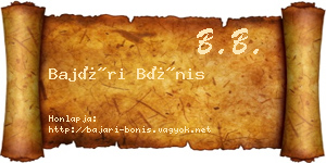 Bajári Bónis névjegykártya